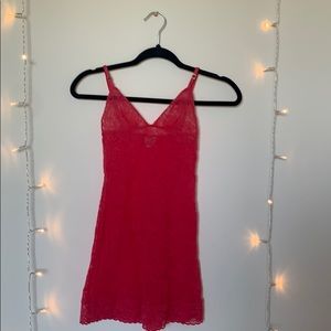 Hot coral Victoria’s Secret stretch lace slip xs